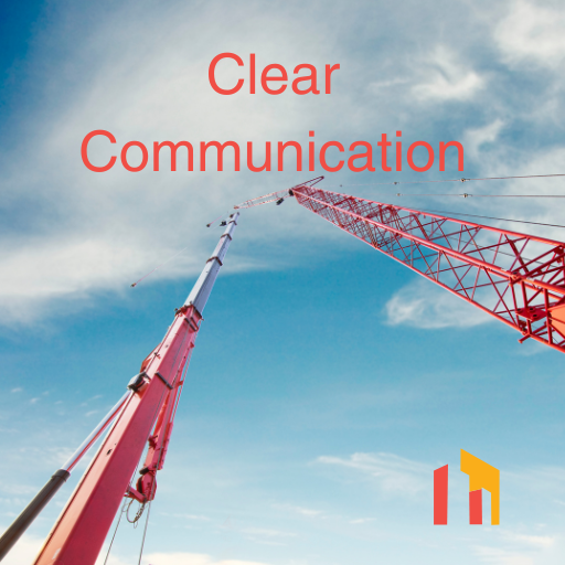 2 mobile cranes working together with the words clear communication